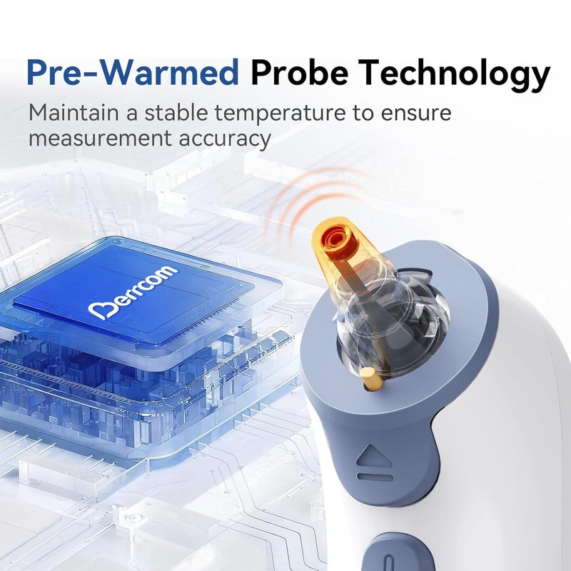 Berrcom Ear Thermometer with Heated Tip & Age Precision, Fever Alarm with Mute & Night Light, Includes 21 Probe Covers & Storage Box, Accurate Digital Ear Thermometer for Adults, Kids and Babies - Image 2